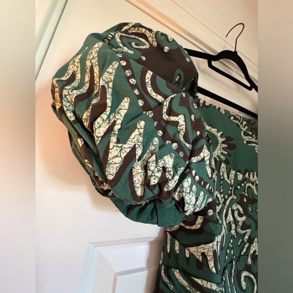 NWT - SEA Green Charlough Print Paisley Puff Sleeve Draped Dress - Size 4 - Picture 7 of 9